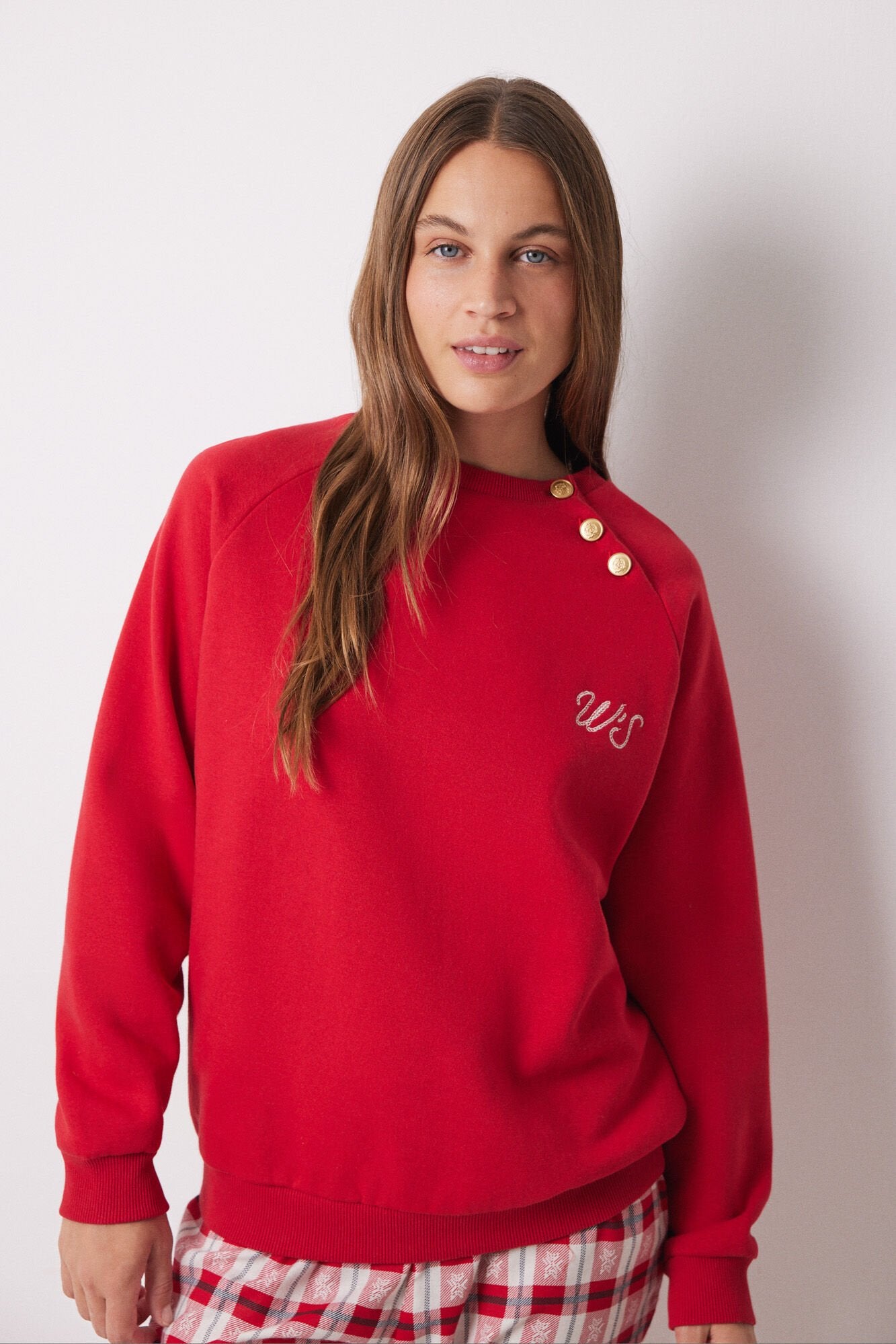 Red Top,Red Cotton Fleece Sweatshirt,Women'secret