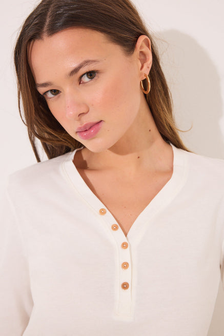 Ivory Top,Long sleeve t T-shirt 100% white cotton,Women'secret