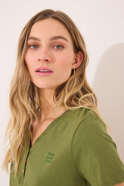 Dark Khaki Top,Short sleeve t T-shirt 100% cotton green,Women'secret