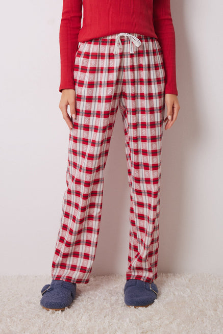 Red Print Bottom,Red Plaid Pyjamas Pants,Women'secret