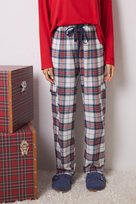 Multicoloured Bottom,100% Checked Cotton Cargo Pants,Women'secret