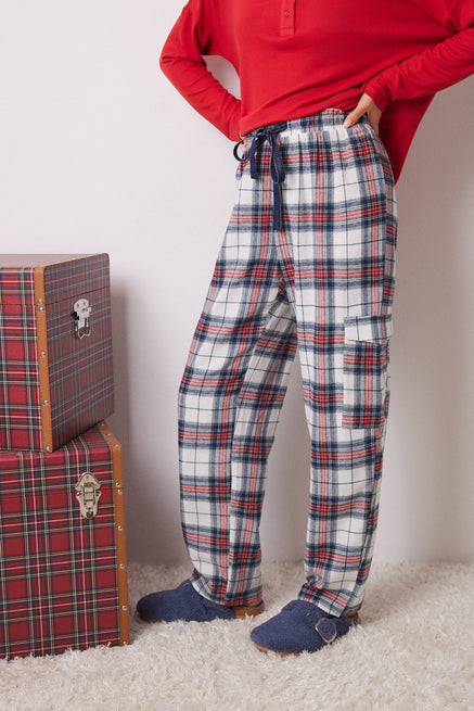 Multicoloured Bottom,100% Checked Cotton Cargo Pants,Women'secret
