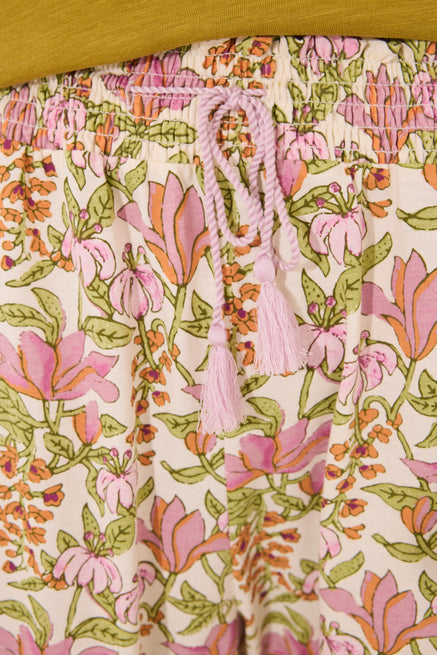 White Print Bottom,Long lounge trouser 100% cotton flowers,Women'secret