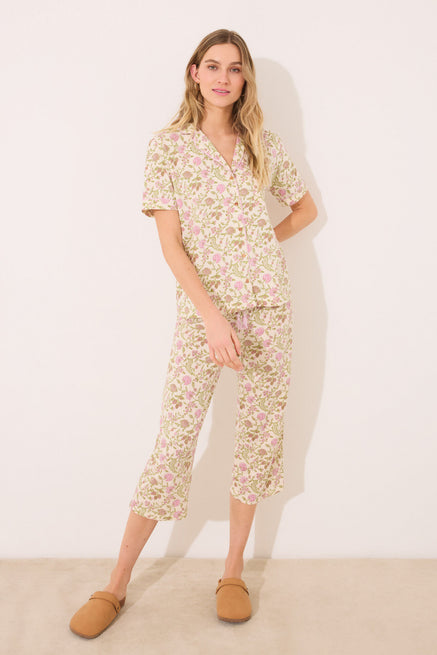 Multicoloured Pyjama,100% cotton classic pyjamas with flower print,Women'secret