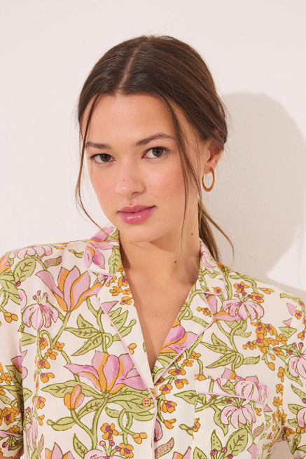 White Print Pyjama,Viscose classic pyjamas with floral print,Women'secret