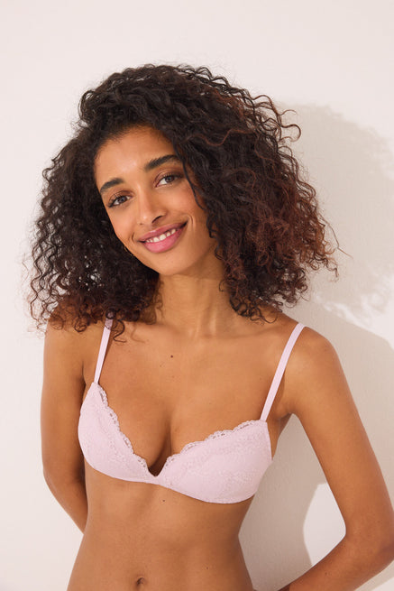 Pink Bra,CHARMING triangle bra pink lace,Women'secret